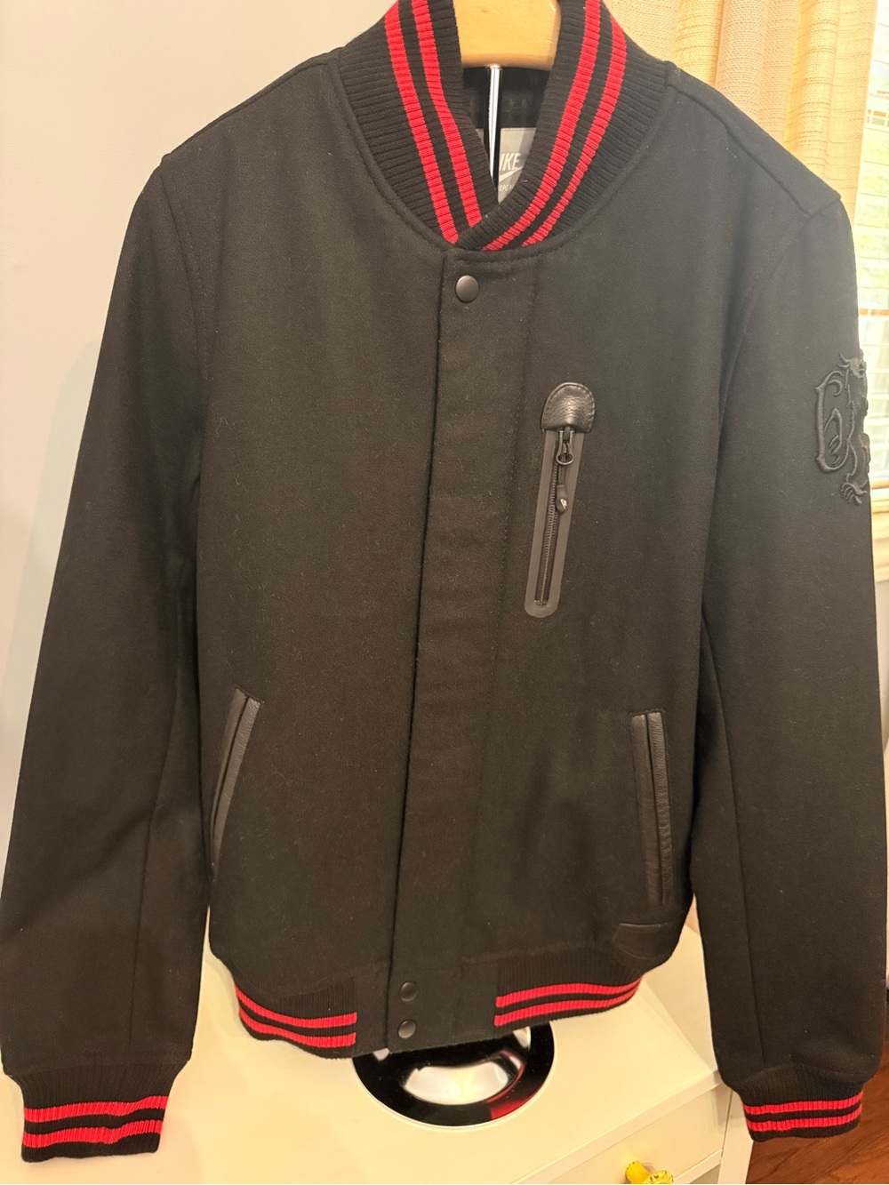 Nike LeBron James Destroyer Jacket 2011 Vintage Black Leather Wool Varsity jacke